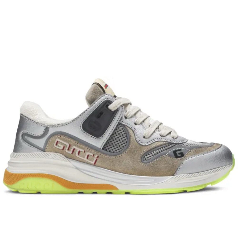 Gucci Silver Gray Designer Sneakers Sz 38.5